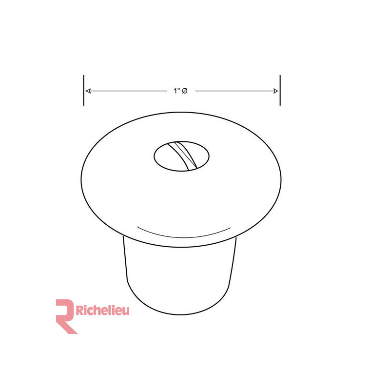 Poignée champignon de 1 po de diamètre Expression, H 1 po x l 0,88 po x P 0,88 po