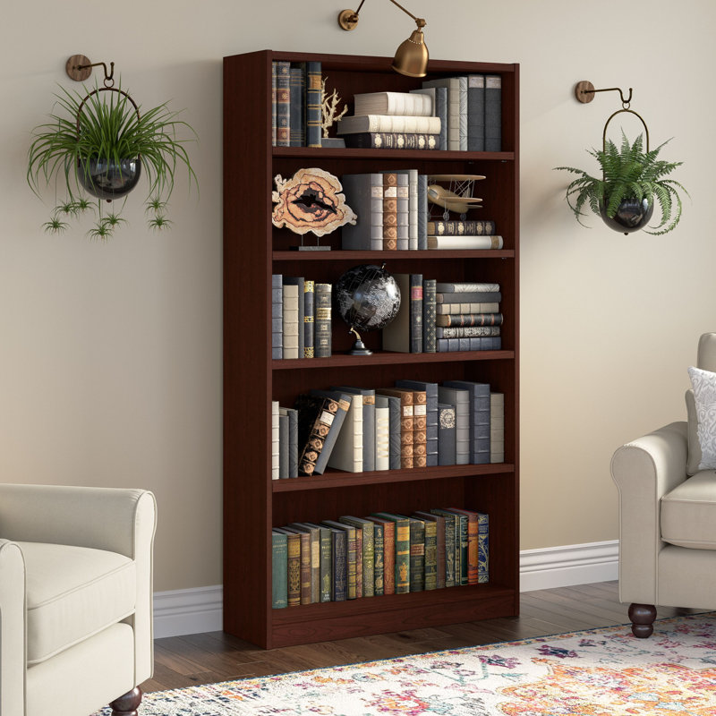 Doyno Tall 5 Shelf Bookcase, Storage and Display Bookshelf for Home Office and Living Room, Vogue Cherry