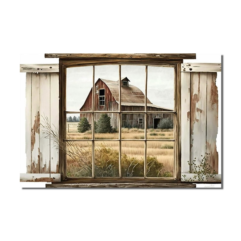 «Window View To Farm II», art mural sur toile