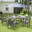 Immie 7- Piece HDPE Outdoor Dining Table Set With Chairs & Umbrella Hole, Gray-1029547166-1015650110