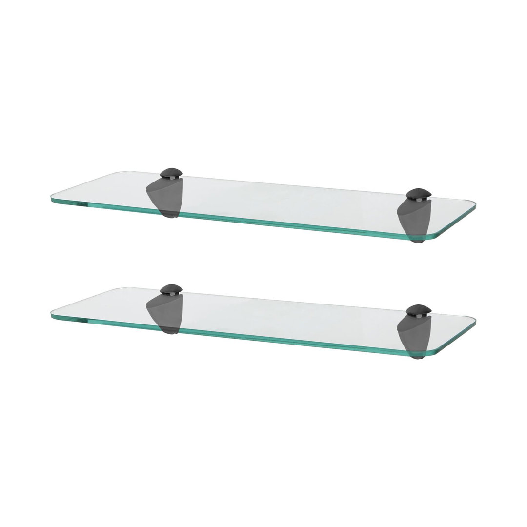 Harbour Housewares - Rounded Floating Glass Shelves with Metallic Brackets
