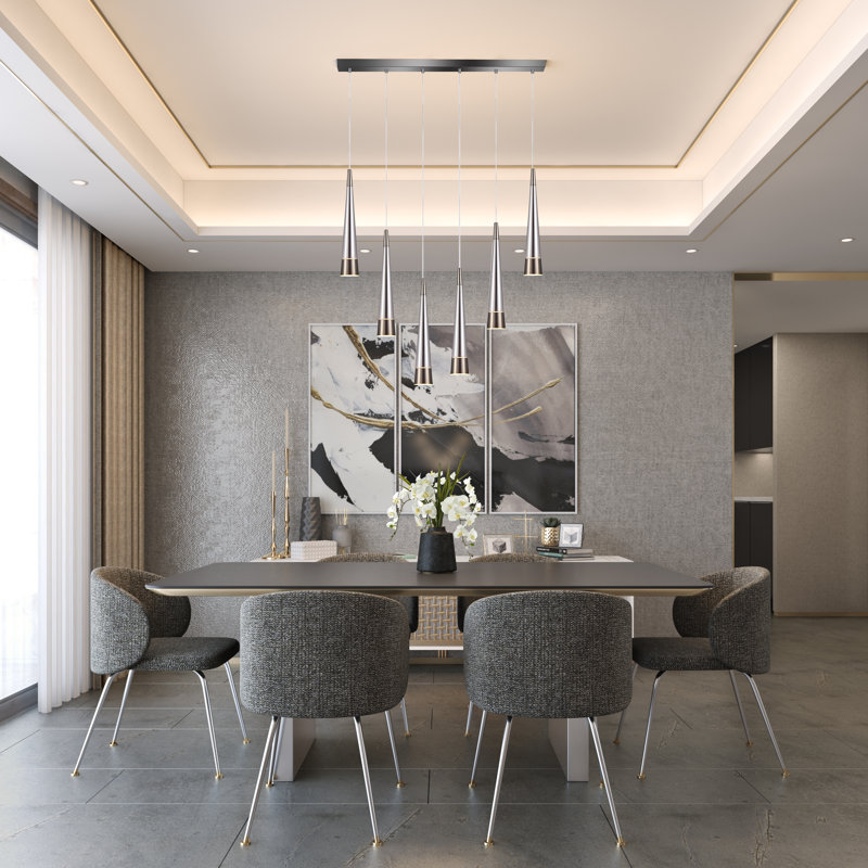 Luminaire pour îlot 6 lumières Sunnyvale, Noir perle