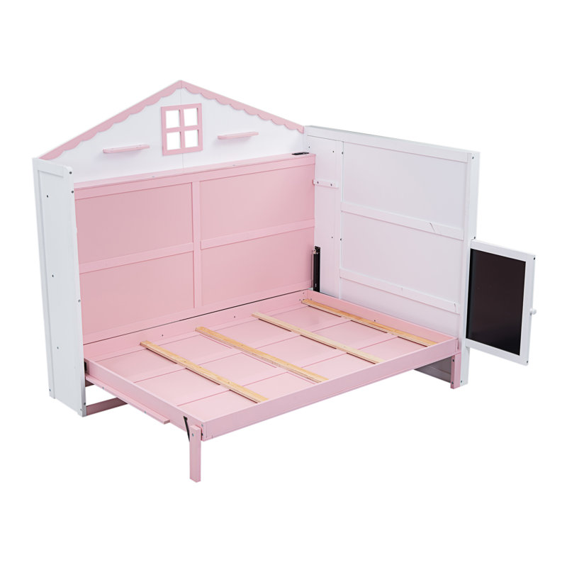 Lit escamotable avec USB Argil Wood House, Double