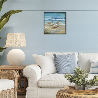 Sandpiper Gathering View Framed Giclee, design by Nan