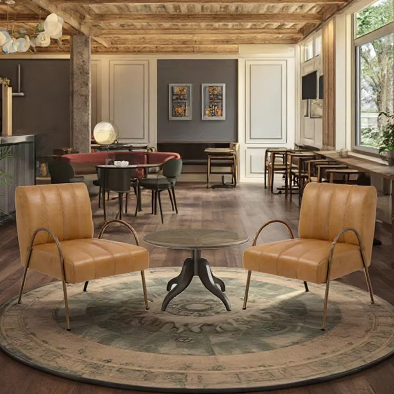 Ensemble de 2 chaises d'appoint en cuir véritable Claudia