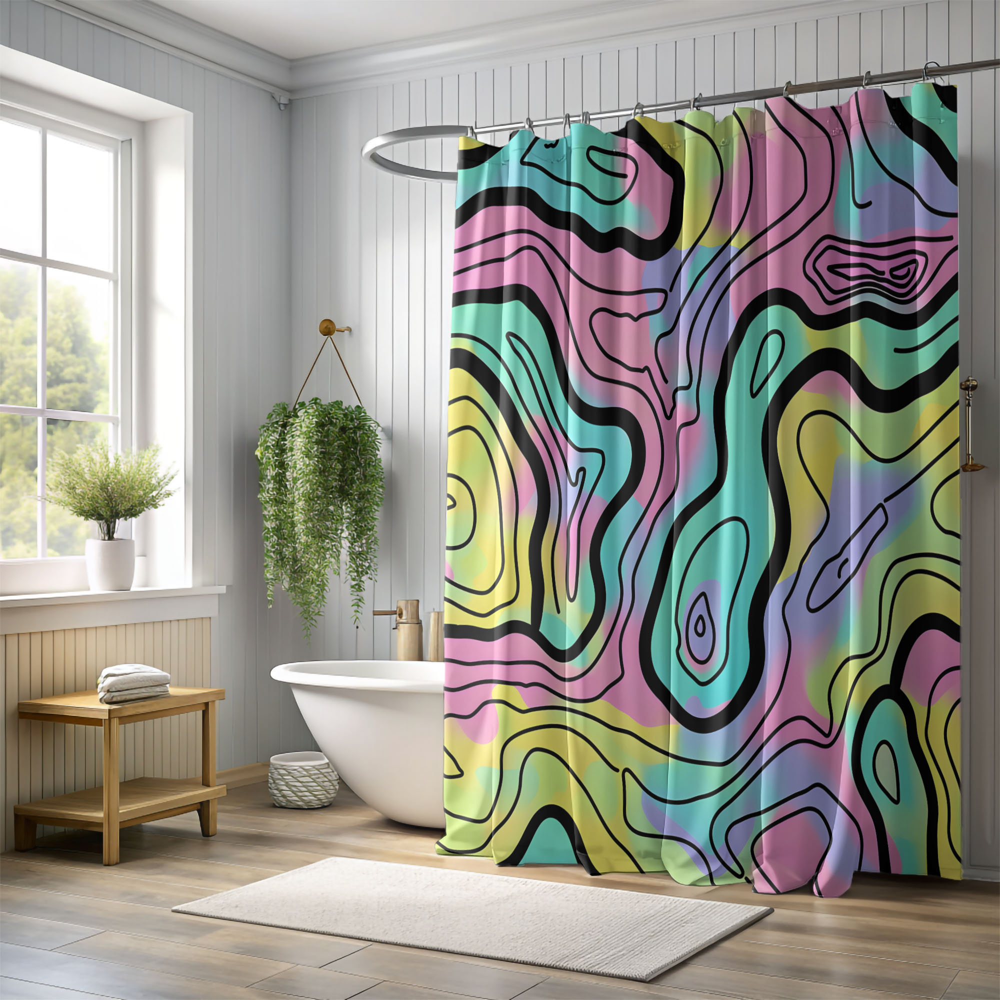 Ivy Bronx Abstract Pastel - Premium Shower Curtain | Wayfair