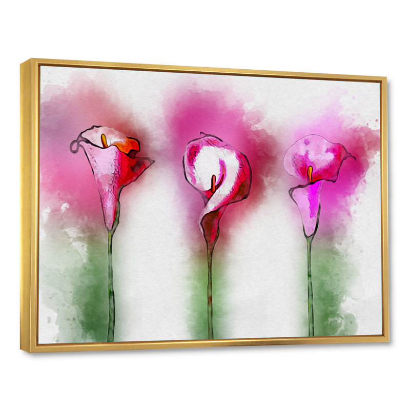 Fleurs mauves rétro - reproduction sur toile avec cadre flottant, H 8 po x l 12 po x P 1 po, Cadre flottant doré