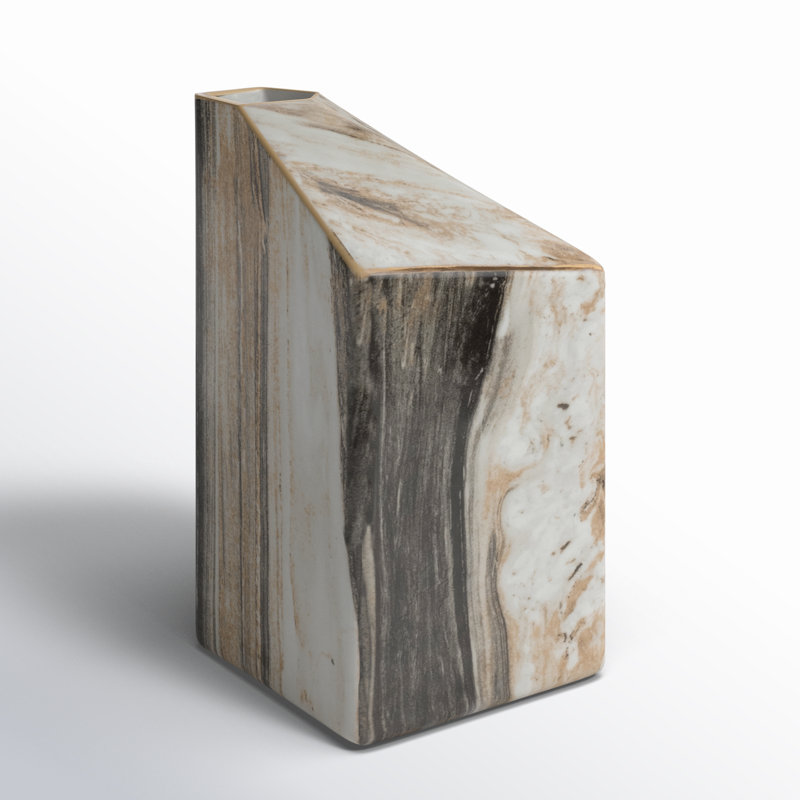 Grand vase Melanie Salmais, marbre, 9", Gris / Brun