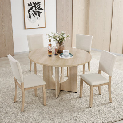 Ensemble repas 47 po pour 4 personnes, table + 4 chaises en lin, base croisée, capacité de 330 lb, 5 pièces