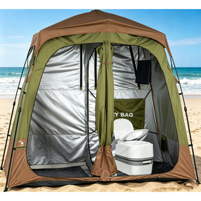 Deluxe Camping Shower Tent – Instant Privacy Shelter & Toilet Tent With Floor Drain, Easy Set Up, Includes Stakes & Ropes For Wind Resistance, Large C