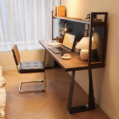 Nut-brown Rectangular Solid Wood writing desk
