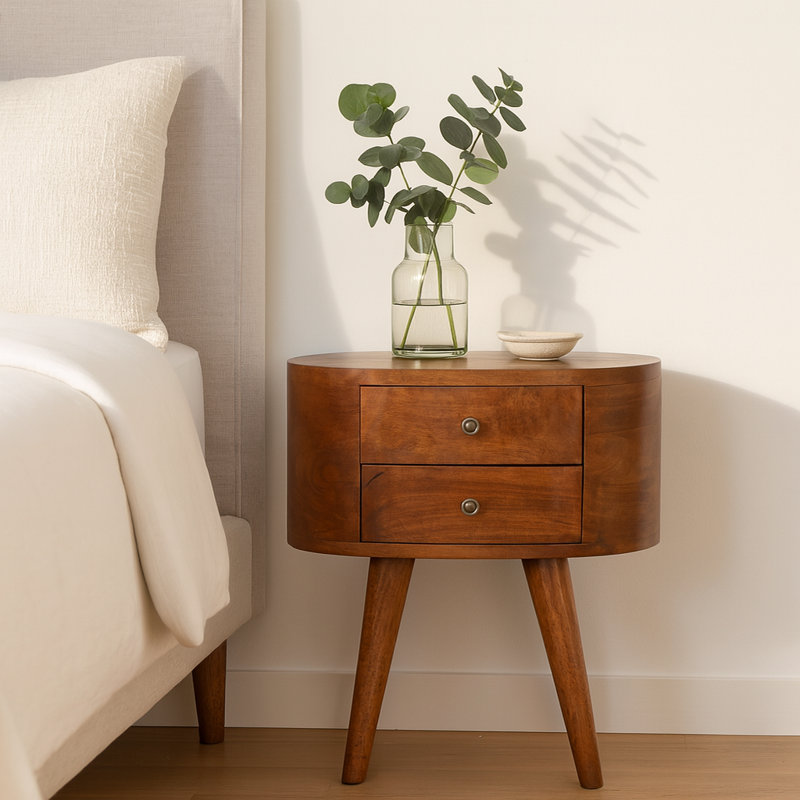 Stacey 45cm W Solid Wood Bedside Table