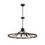 Lustre 8 lumières rétro pour cuisine, salon, salle à manger rouge et noyer (sans ampoules)