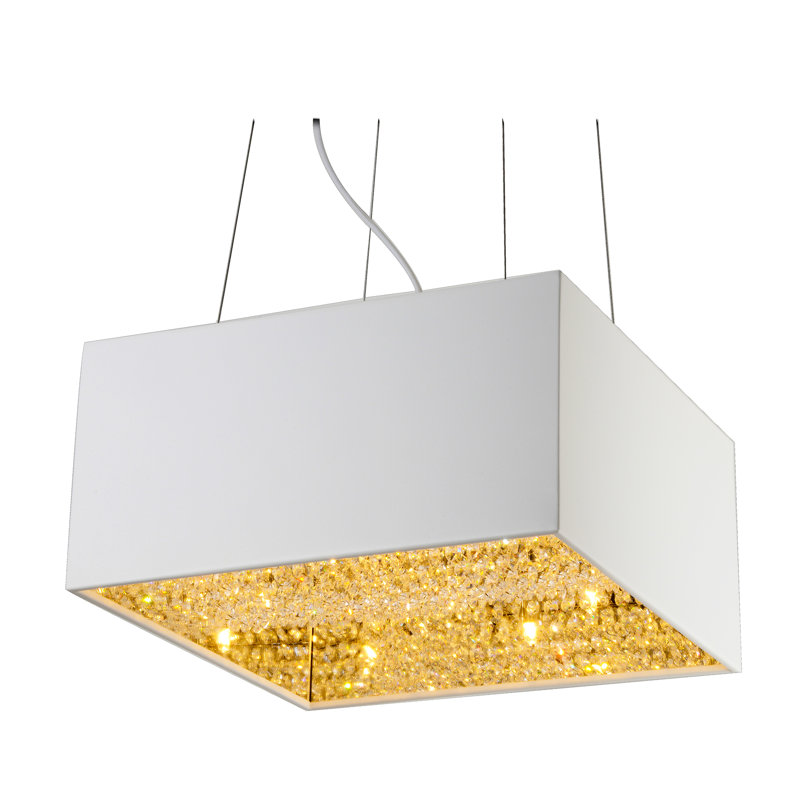 Lustre carré moderne 5 lumières Ginsburg, Blanc