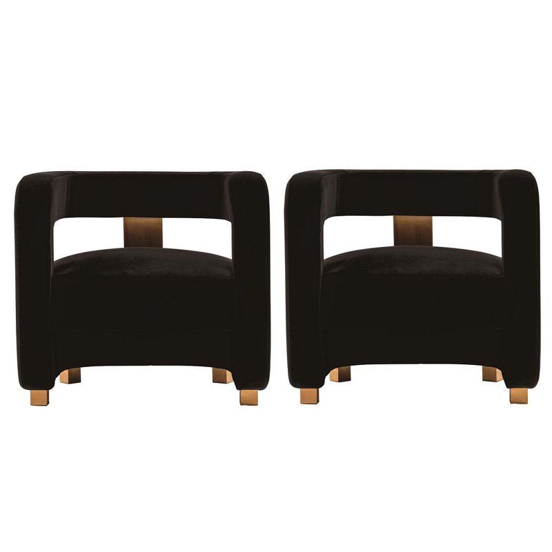Fauteuil d'appoint Amirah, Velours noir