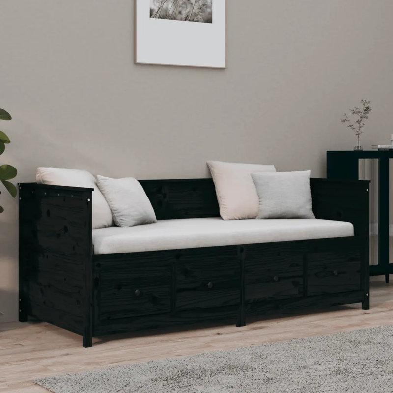 Messara Solid Wood Daybed, Black, Small Single (2'6)