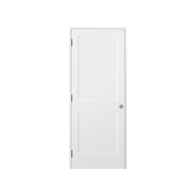 30 in. x 84 in.Left-Handed Solid Core White Primed Composite Single Prehung Interior Door Satin Nickel  Hinges