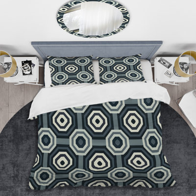 Ensemble de housse de couette transitionnel gris et noir géométrique