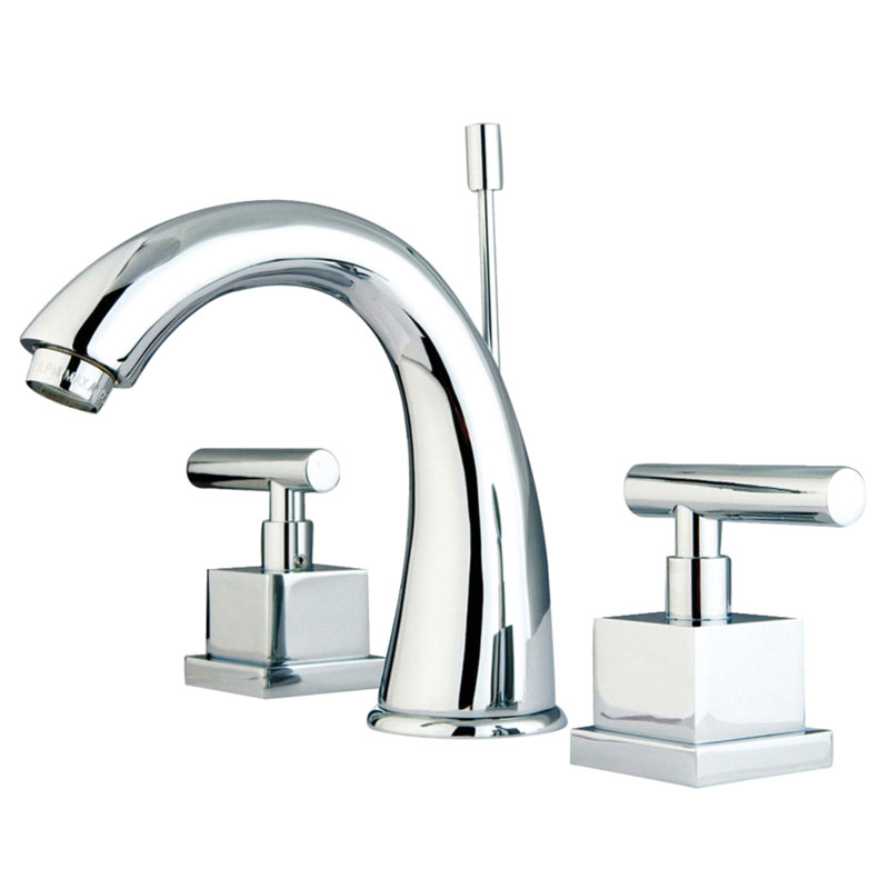 Kingston Brass Claremont Two-Handle 3-Hole Deck Mount Widespread Bathroom Faucet with Brass Pop-Up Drain, Polished Chrome