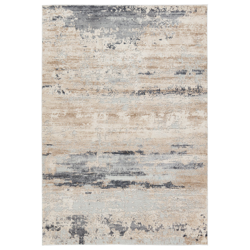 Tapis abstrait beige / gris, Rectangle 10 pi x 14 pi