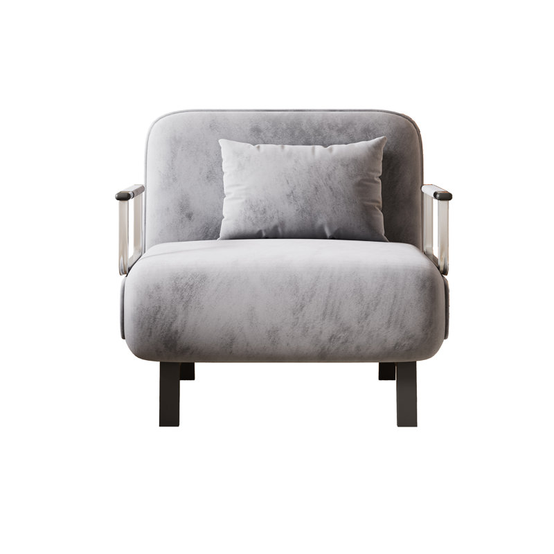  "31.5" convertible chair bed with adjustable backrest, tri-fold sofa bed with steel frame, light grey"