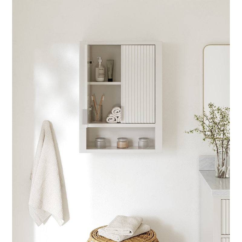 Ariel Milan Bathroom Wall Cabinet 31"H x 23.1"W x 8"D - Open Shelf - Warm White, Warm White