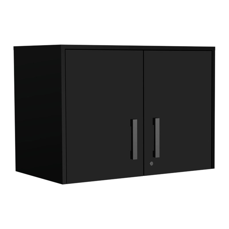 Garage élégant en noir, 2 pièces avec installation murale et rangement à tiroirs, 2 tiroirs de rangement noirs, 3 tiroirs pour l'organisation