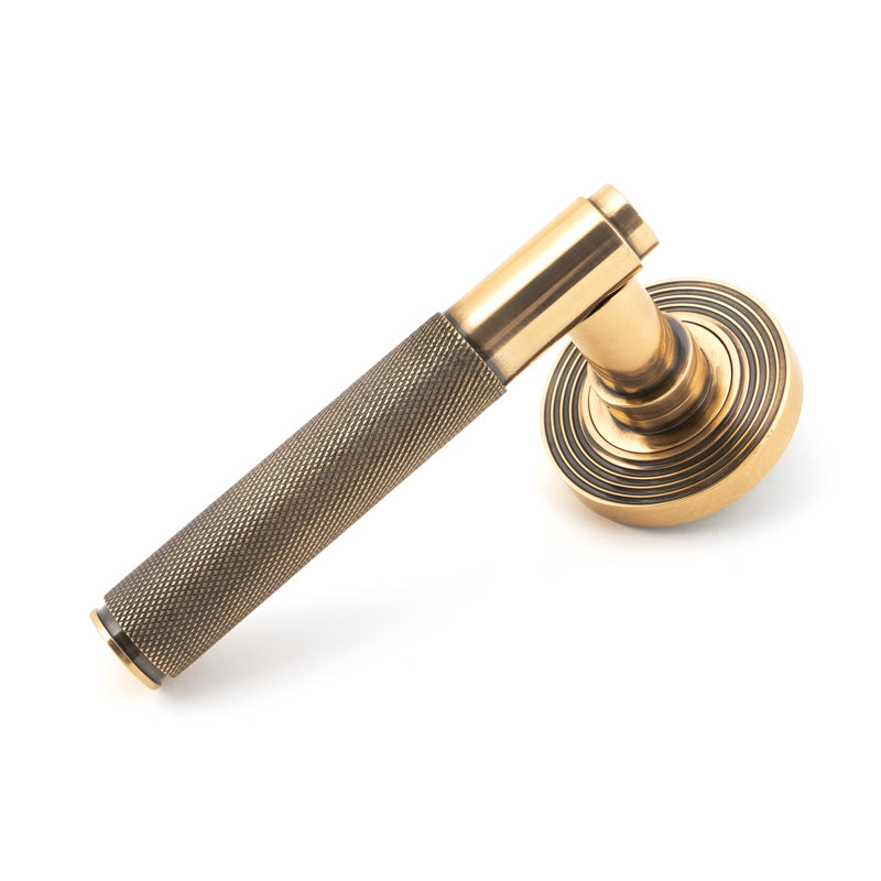 Brompton Lever on Rose Set (Beehive), Polished Bronze