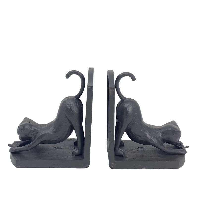 CAT Iron Book Ends 13cm, Mocha