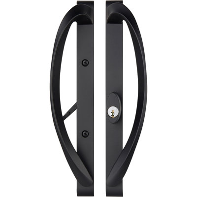 Poignée de porte de patio coulissante contemporaine avec serrure à clé décalée Modena (serrure à mortaise non incluse)