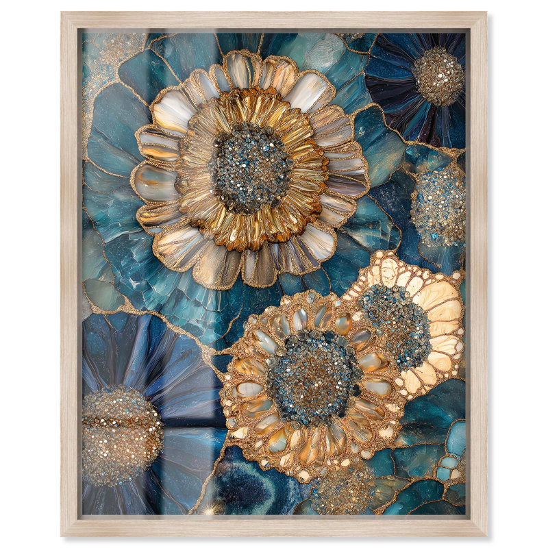 Décoration murale Geode Opulent I "Shadowbox Print" par Art Remedy, H 21 po x l 17 po, Crème, crème