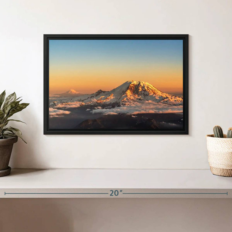 Winter Cascade Range, Floating Frame Black, 13" X 9"