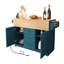 Grand îlot de cuisine 55,7 po avec 2 abattants, chariot de cuisine roulant sur 5 roues avec prise de courant, table de salle à manger pliante avec porte-épices et porte-serviettes, 3 tiroirs-715372743