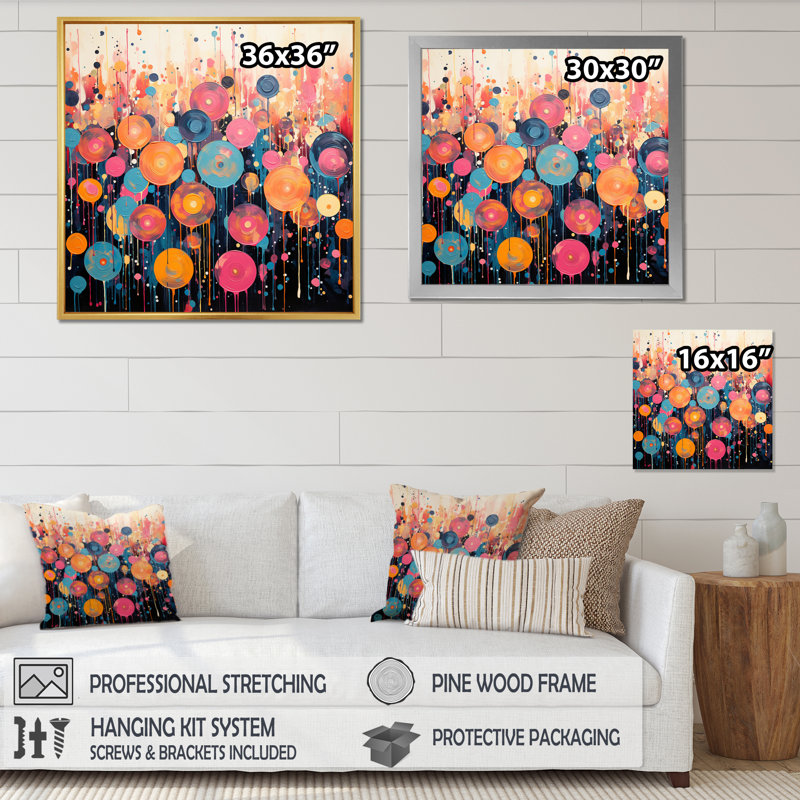Impression sur toile, disque vinyle Rhapsody III, H 30 po x l 30 po x P 1 po, Cadre flottant doré