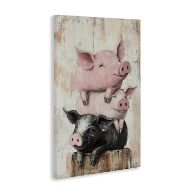 Pig & Piglet Pile Canvas, design by Tina LeCour
