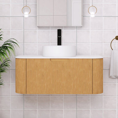 Meuble-lavabo mural simple 36 po avec comptoir en marbre artificiel et vasque en céramique