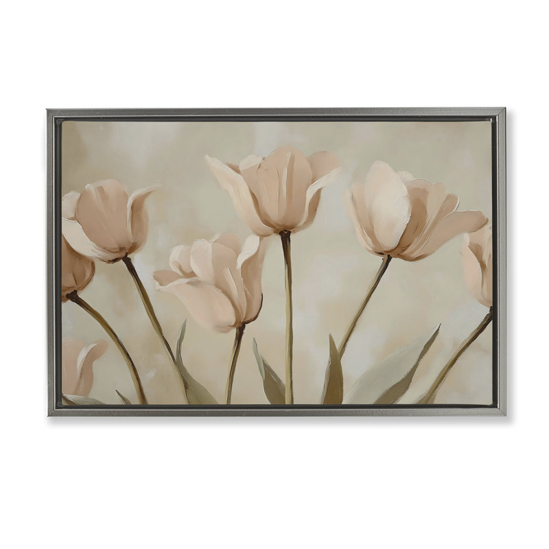Cadre flottant Pale Poppies Bundle, design par Franklyn Gregory, Cadre flottant gris lustré, H 17 po x l 25 po