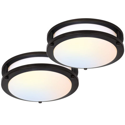 13 Inch Flush Mount LED Ceiling Light Fixture, 2700K/3000K/3500K/4000K/5000K Adjustable Ceiling Lights, Oil Rubbed Bronze- 2 Pack