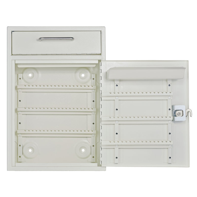 Key Boss Security Cabinet Drop Box with Lock, White