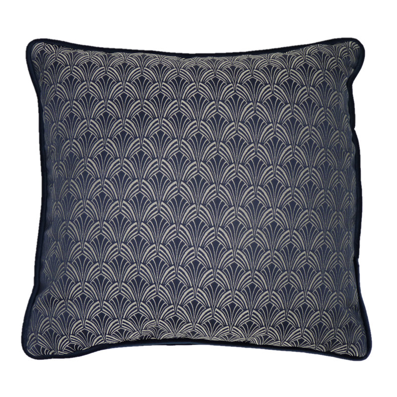 Glenford Geometric Square Throw Pillow Cover, Dark Blue