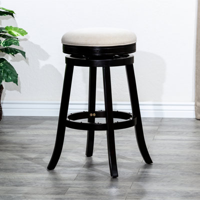 Tabouret de bar de 30 po, couche de finition, siège en tissu beige, tabouret de commodité pivotant, coussin de siège, bois franc robuste, 360 degrés pour un confort accru