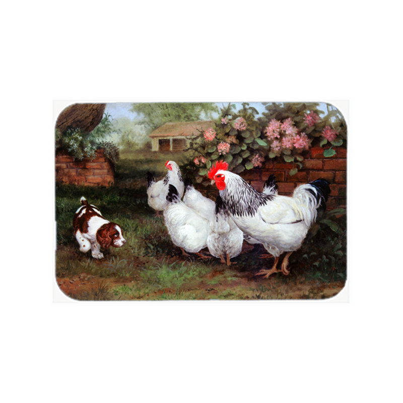Planche à découper en verre, poules et chiots de trésors caroline