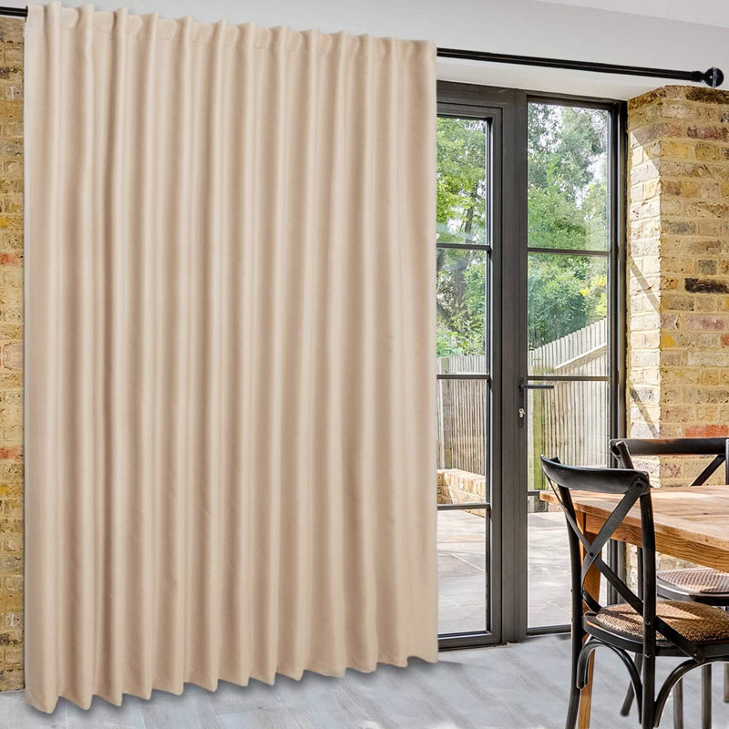 1 Panel Patio Sliding Door Curtains - Extra Wide Curtains for Glass Door, Privacy Room Divider Blackout Thermal Curtain Panel with Back Tab & Rod Pocket for Bedroom Partition