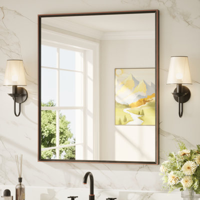 Miroir de salle de bain avec cadre en aluminium et verre trempé