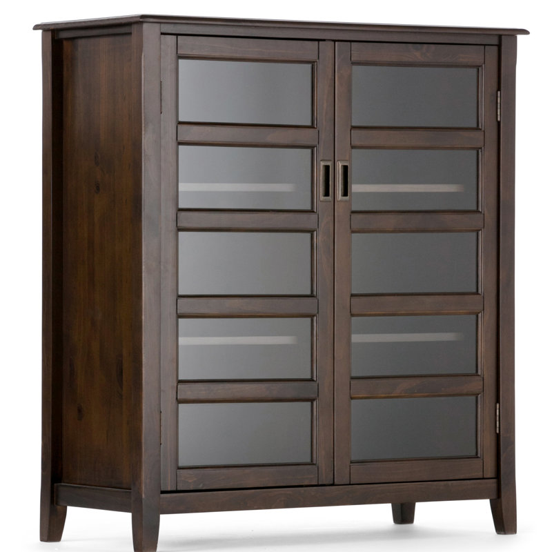 Burlington 40"W Solid Wood Transitional Medium Storage Cabinet with Adjustable Shelves, Mahogany Brown