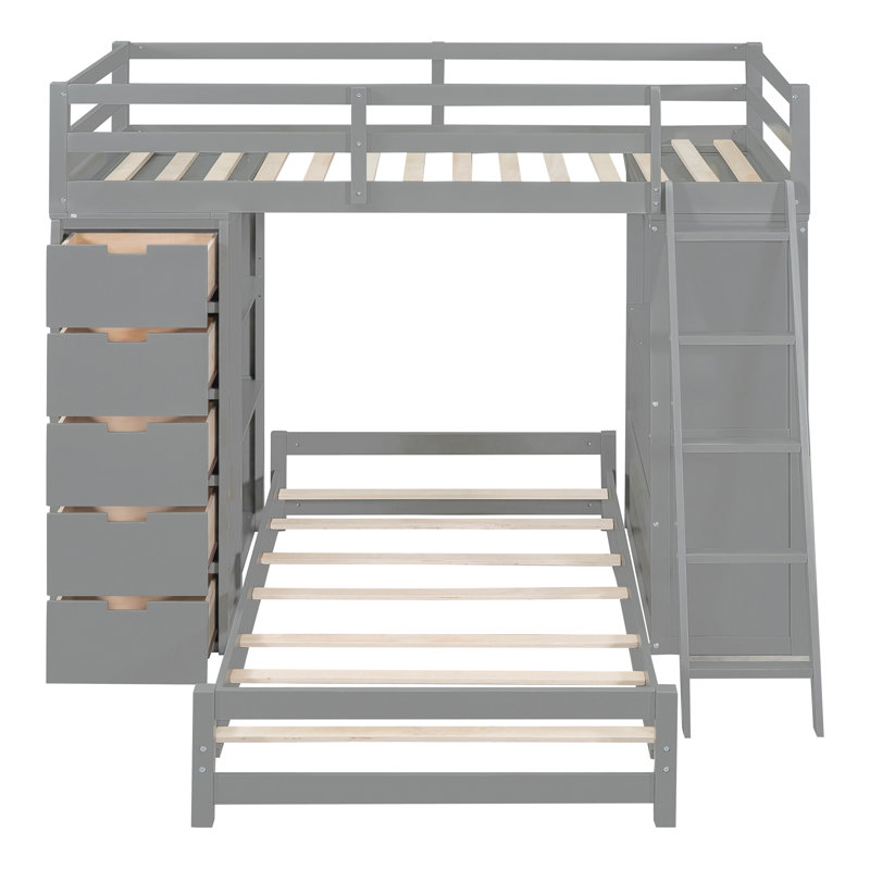Lits de rangement, lit superposé simple en bois aggloméré gris pour économiser de l'espace