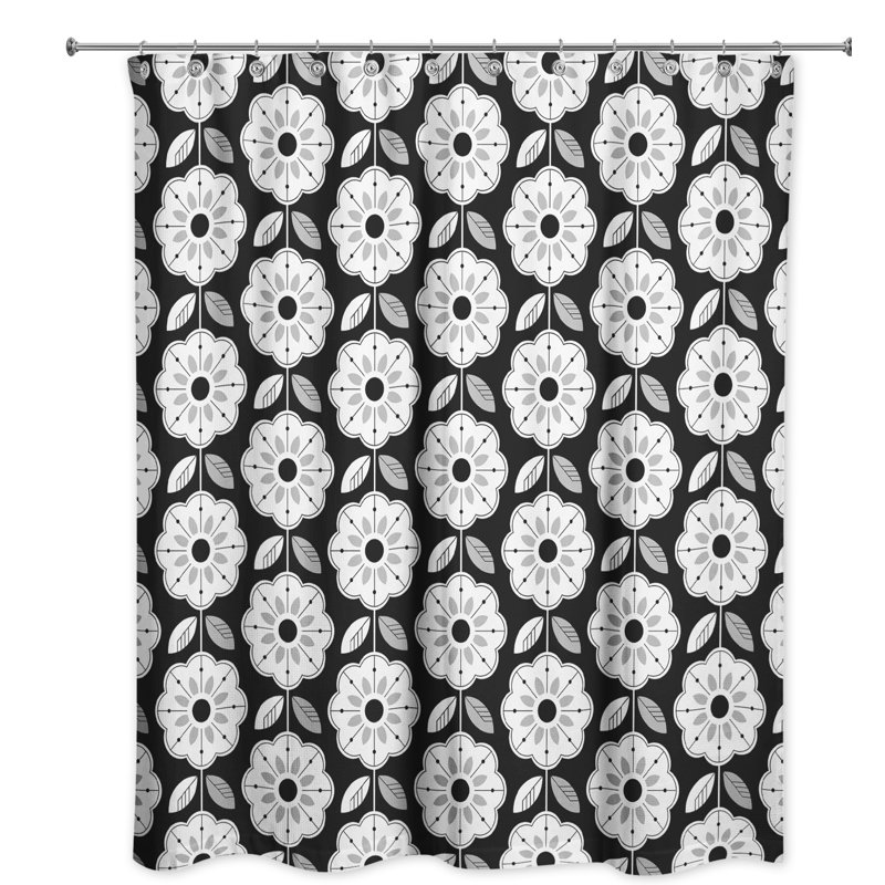 Floral Shower Curtain, Black