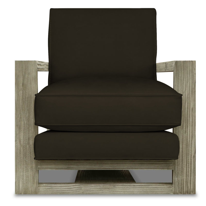 Fauteuil moderne en cuir véritable de 31 po de largeur Monroe, Cendre miel, Noyer foncé (rêveur)
