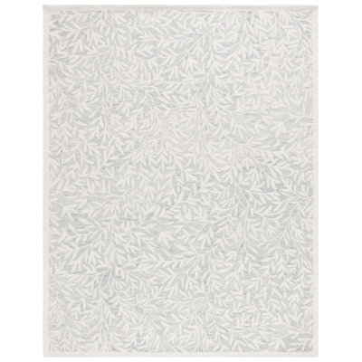Heraldas Hand Tufted Wool/Cotton Floral Rug in Light Gray/Ivory
