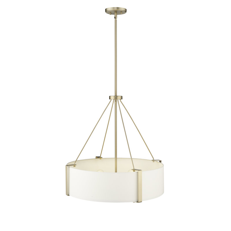 Millennium Lighting Telfar 3 Light Pendant Light with White Fabric Shade, Modern Gold/White